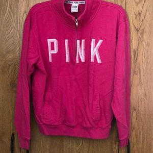 PINK Pink quarter zip crewneck sweatshirt